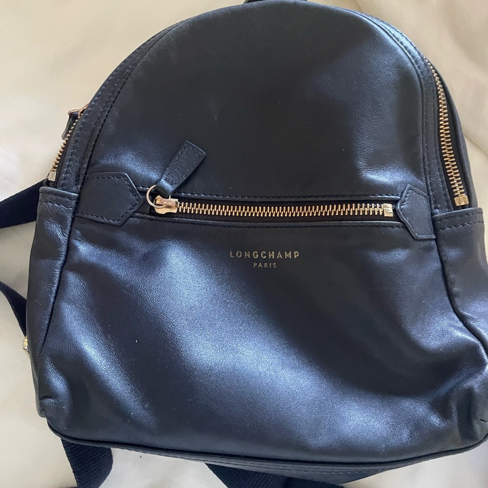 Longchamp Midnight Blue Leather Backpack